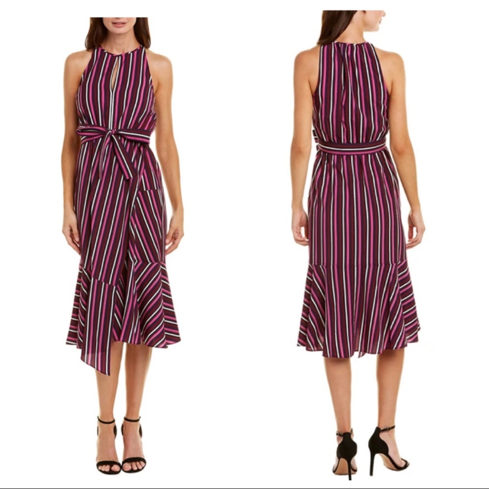 NWT Derek Lam 10 Crosby Striped Midi Dress Purple 4